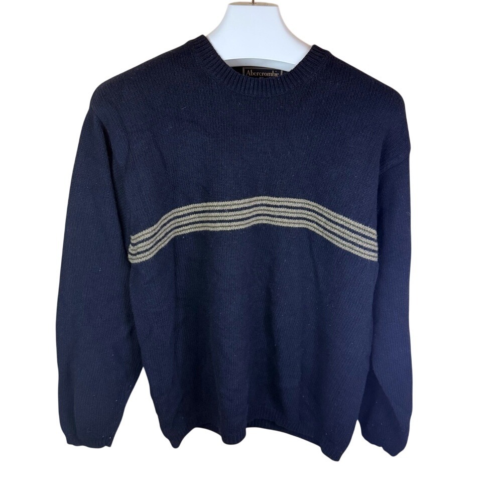 VTG Abercrombie‎ & Fitch Mens Lambswool Preppy Sweater Size XL Black Outdoor